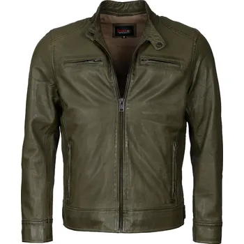 Pánská casual bunda Pánská Kožená Bunda Hot Green Suprém Brixton Olivová x Zelená Velikost: 8XL