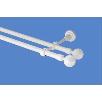 Garnýž Garnýž kovová dvouřadá 16mm Paola double bílá 100 cm (do stěny / na tunýlek - bez kroužků)