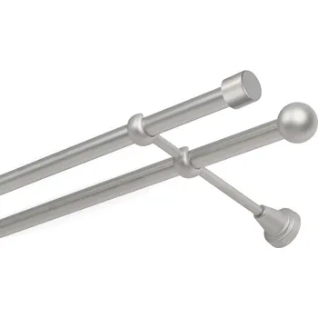Garnýž Garnýž kovová dvouřadá 16mm Pullo satina 100 cm (do stěny / na tunýlek - bez kroužků)