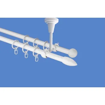 Garnýž Garnýž kovová dvouřadá 16mm Špice bílá 100 cm (do stropu / kroužky s háčkem)