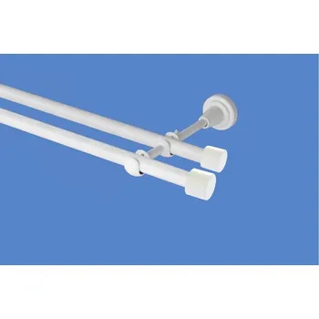 Garnýž Garnýž kovová dvouřadá 16mm Pullo double bílá 150 cm (do stěny / na tunýlek - bez kroužků)