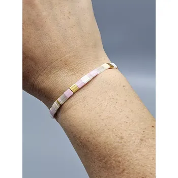 Náramek Kateřina Vlasáková Miyuki Tila náramek růžová 17 cm