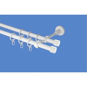 Garnýž Garnýž kovová dvouřadá 19mm Pullo bílá 410 cm (do stěny / kroužky s háčkem)