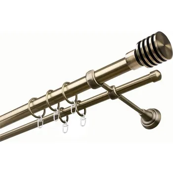 Garnýž Garnýž kovová dvouřadá 25/16mm Talarki mosaz 100 cm (do stěny / kroužky s háčkem)