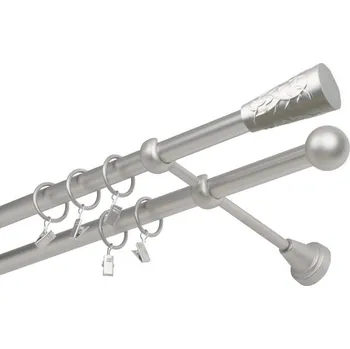 Garnýž Garnýž kovová dvouřadá 16mm Sevilla satina 130 cm (do stěny / kroužky s žabkou)