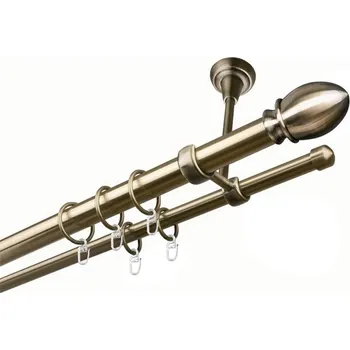 Garnýž Garnýž kovová dvouřadá 25/16mm Belluno mosaz 210 cm (do stropu / kroužky s háčkem)