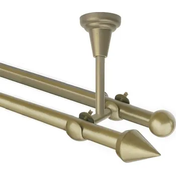 Garnýž Garnýž kovová dvouřadá 16mm Hrot zlatá antik 180 cm (do stropu / na tunýlek - bez kroužků)