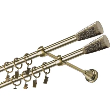 Garnýž Garnýž kovová dvouřadá 19mm Sevilla double mosaz 110 cm (do stěny / kroužky s žabkou)