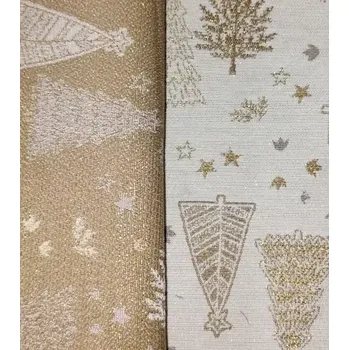 RTex vánoční látka bílá/zlatá 1.399999976158142 m