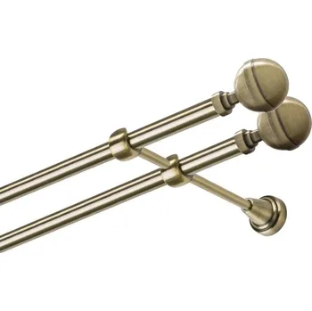 Garnýž Garnýž kovová dvouřadá 19mm Kalisto double mosaz 110 cm (do stěny / na tunýlek - bez kroužků)