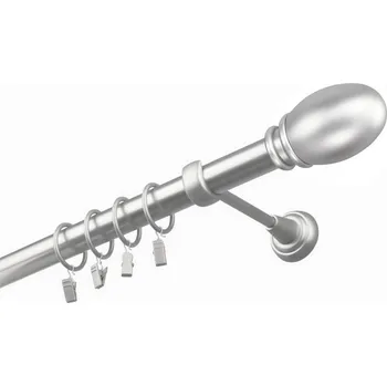 Garnýž Garnýž kovová jednořadá 25mm Belluno satina 100 cm (do stěny / kroužky s žabkou)