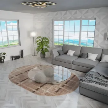 Koberec JUTEX Kusový koberec RAVE 24009 133 ovál BARVA: Hnědá, ROZMĚR: 80x150 cm ovál