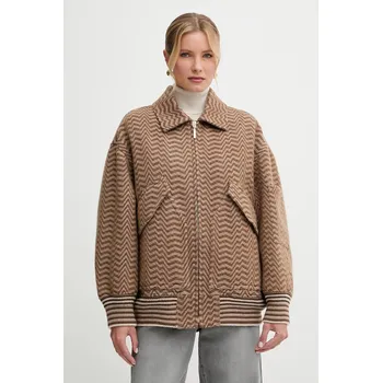 Bunda s příměsí vlny Missoni DS25WC1F.BC005R hnědá 88X, vel. S