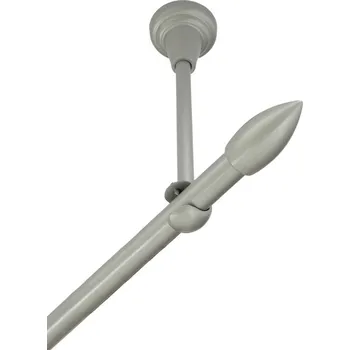 Garnýž Garnýž kovová jednořadá 16mm Špice stříbrná mat 130 cm (do stropu / na tunýlek - bez kroužků)