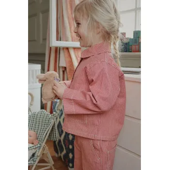 Chlapecká bunda Dětská bavlněná bunda Konges Sløjd LUC SHIRT JACKET GOTS KS104352.PreSpring oranžová 32X, vel. 86