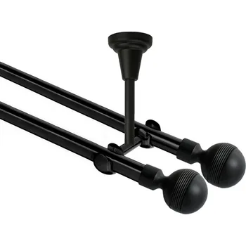 Garnýž Garnýž kovová dvouřadá 19mm Gabi double černá 100 cm (do stropu / na tunýlek - bez kroužků)