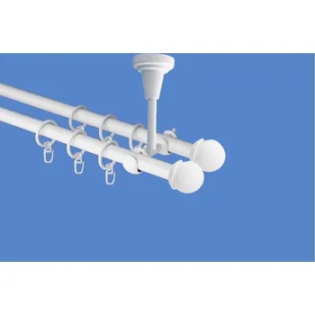 Garnýž Garnýž kovová dvouřadá 19mm Todi double bílá 100 cm (do stropu / kroužky s háčkem)