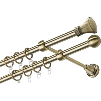 Garnýž Garnýž kovová dvouřadá 16mm Koloseo mosaz 130 cm (do stěny / kroužky s háčkem)