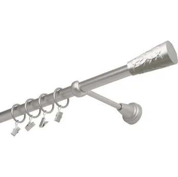 Garnýž kovová jednořadá 19mm Sevilla satina 100 cm (do stěny / kroužky s žabkou)