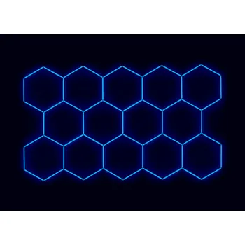 LED panel Kompletní LED hexagonové svítidlo modré, rozměr: 14 elementů 420 x 238 cm