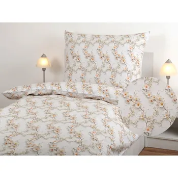 Povlečení JAN peří Bavlněné povlečení - renforce "5D" - bílé kvítky - Bavlněné povlečení - renforce 5D - bílé kvítky - souprava povlečení 70x90 + 140x200