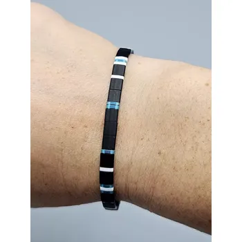 Náramek Miyuki Tila náramek - odstín modro černá matná 18,6 cm