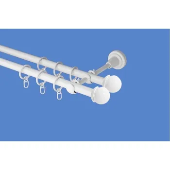 Garnýž Garnýž kovová dvouřadá 19mm Todi double bílá 100 cm (do stěny / kroužky s háčkem)