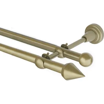 Garnýž Garnýž kovová dvouřadá 16mm Hrot zlatá antik 110 cm (do stěny / na tunýlek - bez kroužků)