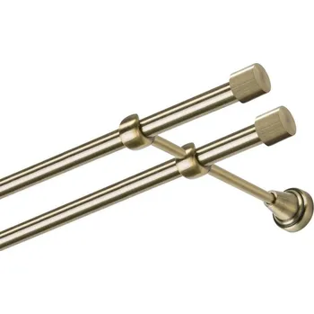 Garnýž Garnýž kovová dvouřadá 19mm Pullo double mosaz 120 cm (do stěny / na tunýlek - bez kroužků)