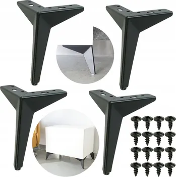 Sada nohou 17,5 cm, nábytkové nožičky ke komodě, skříňce, černé hvězdy, loft