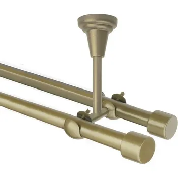 Garnýž Garnýž kovová dvouřadá 16mm Pullo double zlatá antik 430 cm (do stropu / na tunýlek - bez kroužků)