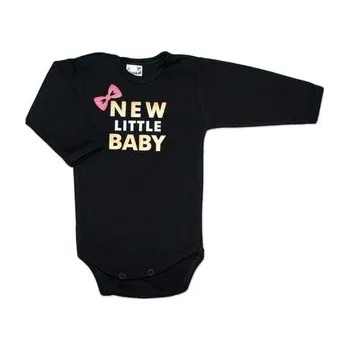 Kojenecký body Body dlouhý rukáv Dejna New little Baby - Girl, vel. 80; 80 (9-12m); černá; 100 % bavlna