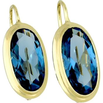 Módní doplněk Goldstore Zlaté větší náušnice petrolejová modř Váha: 5.04 g