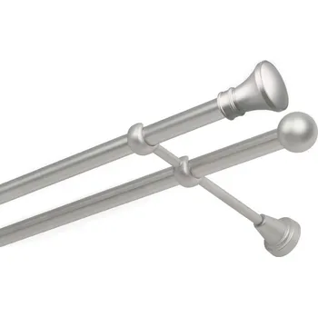 Garnýž kovová dvouřadá 19mm Koloseo satina 120 cm (do stěny / na tunýlek - bez kroužků)