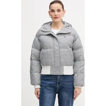 Péřová bunda Calvin Klein Jeans šedá barva, zimní, LV044D516G 90X, vel. XXS
