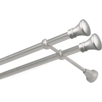 Garnýž kovová dvouřadá 19mm Koloseo double satina 110 cm (do stěny / na tunýlek - bez kroužků)