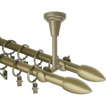 Garnýž Garnýž kovová dvouřadá 16mm Špice double zlatá antik 140 cm (do stropu / kroužky s žabkou)