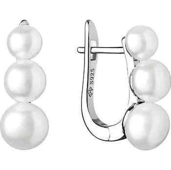 Náušnice ANNA PERLY Stříbrné náušnice s pravými bílými perlami ve třech velikostech (Ag 925/1000, 5,38 g)