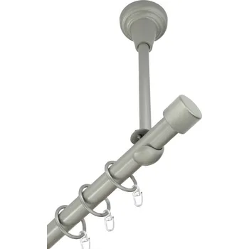 Garnýž Garnýž kovová jednořadá 16mm Pullo stříbrná mat 350 cm (do stropu / kroužky s háčkem)