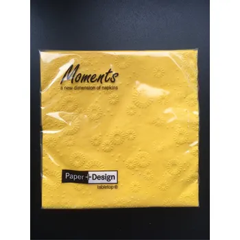 Papírový ubrousek Paper Design Ubrousky reliéfní žluté 3-vrstvé 33x33 cm MOMENTS UNI (16 ks)