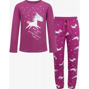 Dětské zimní pyžamo dívčí růžové 122 Jednorožec Endo