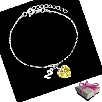 Náramek Náramek AurorA písmeno Z stříbrný s křišťálovým srdcem 20 cm