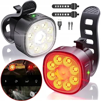 Cyklosvítilna SADA SVĚTEL NA KOLO S USB-C NABÍJENÍM 1100 MAH PŘEDNÍ, 350 MAH ZADNÍ