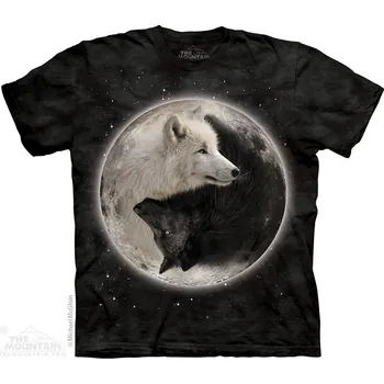 Pánské tričko Pánské batikované triko The Mountain - Ying Yang Vlci - černá Velikost: XXXL 10-3922-17581