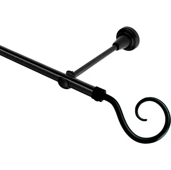 Garnýž Garnýž kovová jednořadá 16mm Hák černá 260 cm (do stěny / na tunýlek - bez kroužků)