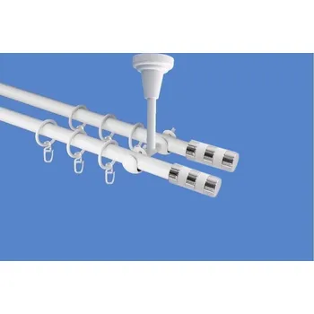 Garnýž Garnýž kovová dvouřadá 19mm Sigma double bílá 410 cm (do stropu / kroužky s háčkem)