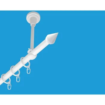 Garnýž Garnýž kovová jednořadá 16mm Hrot bílá 250 cm (do stropu / kroužky s háčkem)