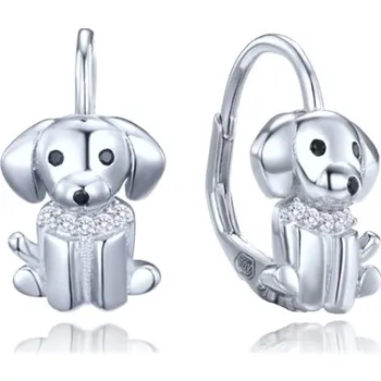 Náušnice Stříbrné naušnice pes s čirými zirkony JMAD0057SE00