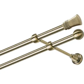 Garnýž Garnýž kovová dvouřadá 19mm Capri mosaz 120 cm (do stěny / na tunýlek - bez kroužků)