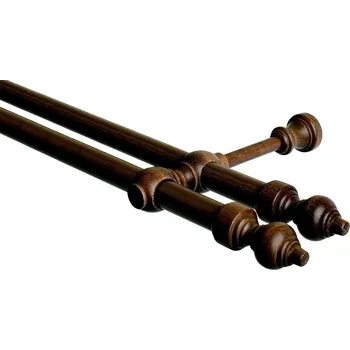 Garnýž Garnýž dvouřadá 28mm odstín ořech 110 cm (do stěny / na tunýlek - bez kroužků)